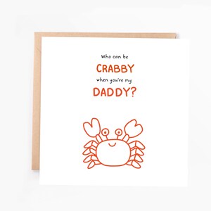 Carte de fête des pères drôle de crabe, carte qui peut être désagréable quand vous êtes mon papa, carte drôle, meilleure carte de papa, plaisanterie drôle de papas, crabe