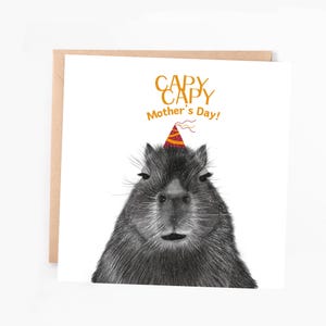 Tarjeta de felicitación de capibara Tarjeta de felicitación del día de la madre / Tarjeta para mamá / Tarjeta ilustrativa Capibara