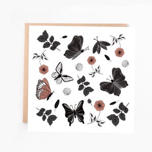 Carte de voeux pour la fête des mères papillons | Carte de voeux illustrée pour la fête des Mères | Carte Papillons