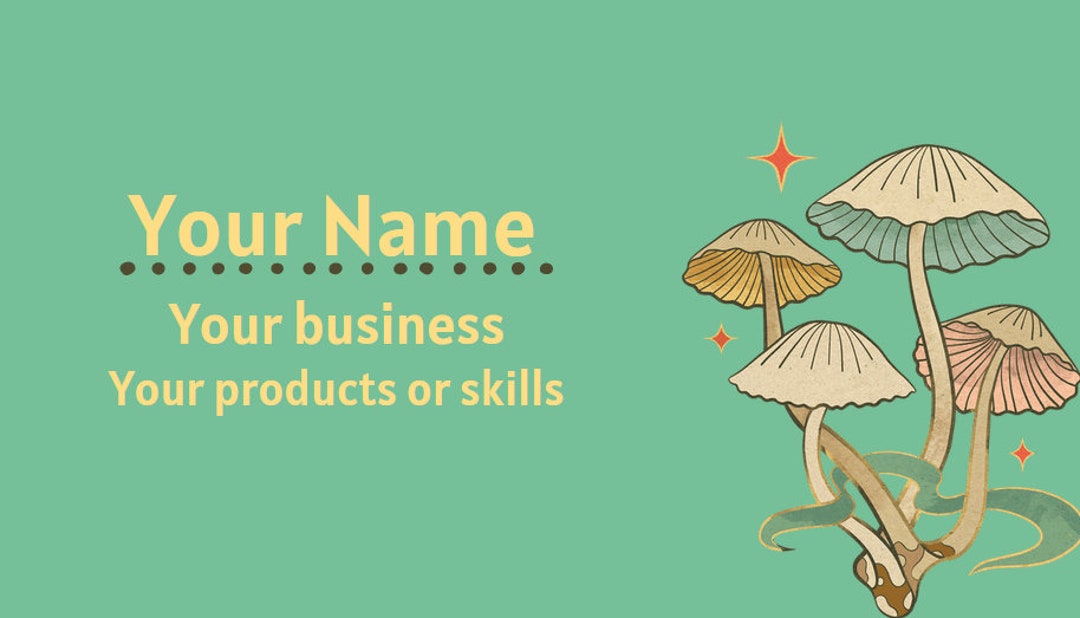 Doublesided Mushroom Business Card for Freelancers and Small Etsy
