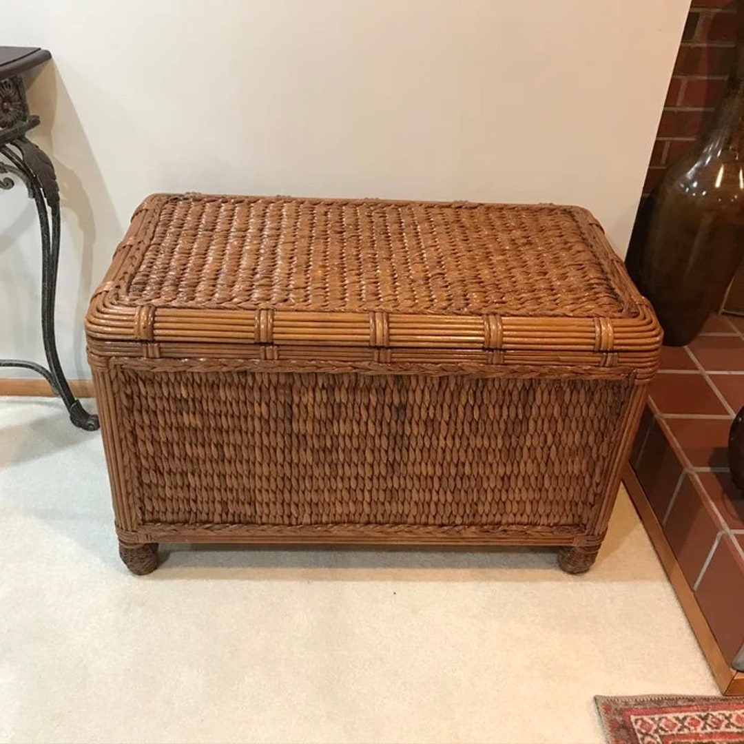 Bamboo Wicker Storage Trunk Living Room Bedroom Etsy
