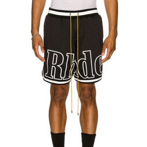 Rhude Shorts American High Street Stitching Striped Elastic Sports Mesh Basketball Shorts Unisex imagem 7