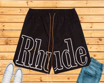 Rhude Shorts Letters Casual Sports Shorts American High Street Casual Loose Beach Shorts Unisex