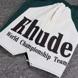 Rhude Shorts Sunset Theme Color Matching Elastic Sports Casual Shorts High Street Beach Shorts Unisex imagem 6