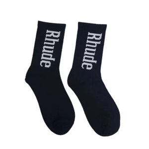 Rhude Shorts American High Street Stitching Striped Elastic Sports Mesh Basketball Shorts Unisex Socks