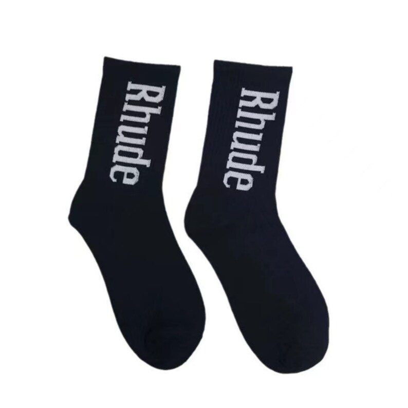 Rhude Shorts Letters Casual Sports Shorts American High Street Casual Loose Beach Shorts Unisex Socks