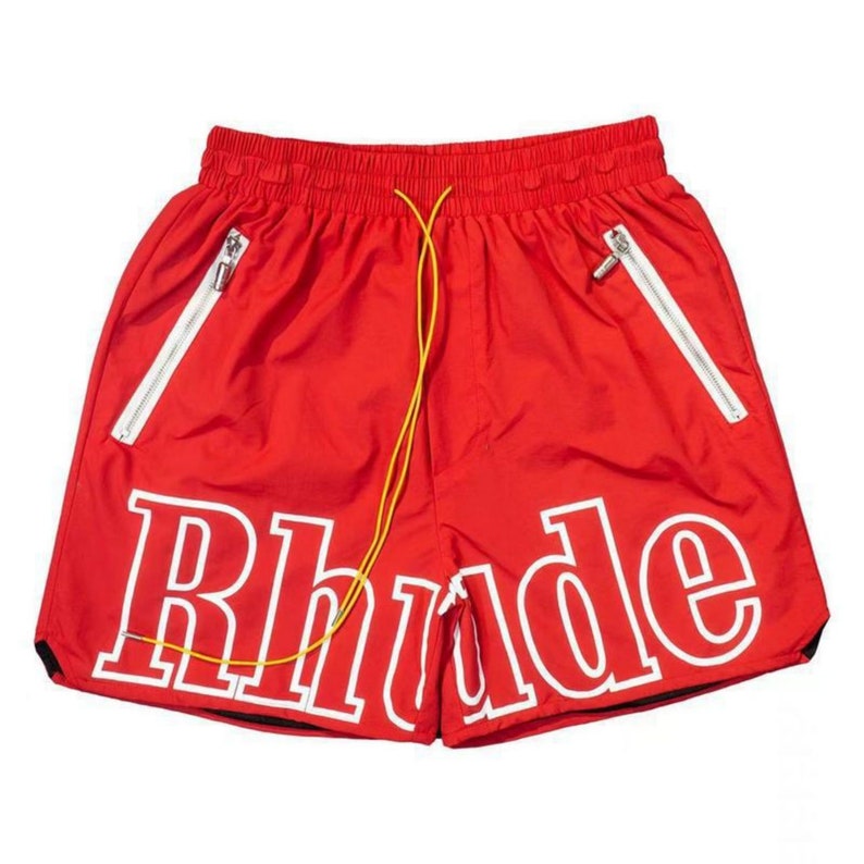 Rhude Shorts Letters Casual Sports Shorts American High Street Casual Loose Beach Shorts Unisex Red