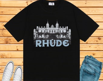 Rhude T-shirt Letter Print High Street Casual Round Neck Loose Short Sleeve Unisex