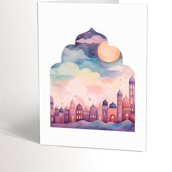 EID CARD | Printable Digital Download Eid Cards | Modern Watercolor Islamic Greeting Cards | Eid Mubarak Gift Eidi | 5x7 A6 4x6