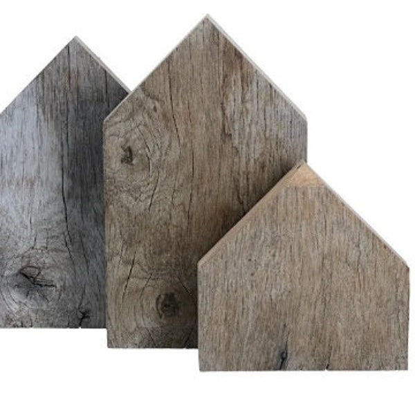 3 Holzhäuser aus Altholz, Eiche, Massivholz, Patiniert
