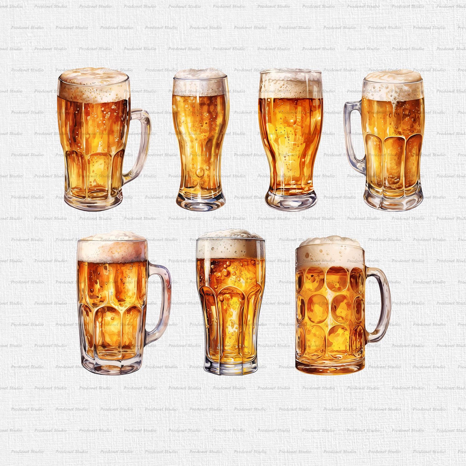 Watercolor Beer Glass PNG Clipart Bundle, Beer Clipart, Cocktail PNG ...