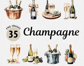 Watercolor Champagne PNG Clipart Bundle, New Year's Party Clipart, Sparkling Wine PNG, Champagne  Clipart, Cocktail PNG, Drinks png Clipart