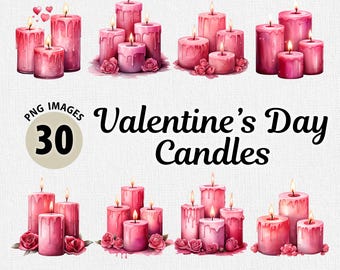 Akvarell Alla hjärtans dag-ljus PNG Clipart-paket, söta ljus PNG, Alla hjärtans dag-ljus PNG, kärlek PNG, Alla hjärtans dag-ljus, ljus Clipart