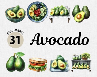 Akvarell avokado PNG Clipart-paket, akvarell avokado clipart, grönsaker PNG, akvarell grönsaksgrafik, grönsaksillustrationer