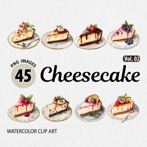 Bundle aquarelle de gâteau au fromage PNG, Clipart gâteau au fromage, gâteau au fromage PNG, Dessert alimentaire PNG, Clipart cuisson, aquarelle gâteau Clipart, Png de boulangerie