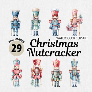 Pacote de PNG de quebra-nozes de Natal em aquarela, fundo transparente, sublimações DIY, alta resolução, download instantâneo, licença comercial
