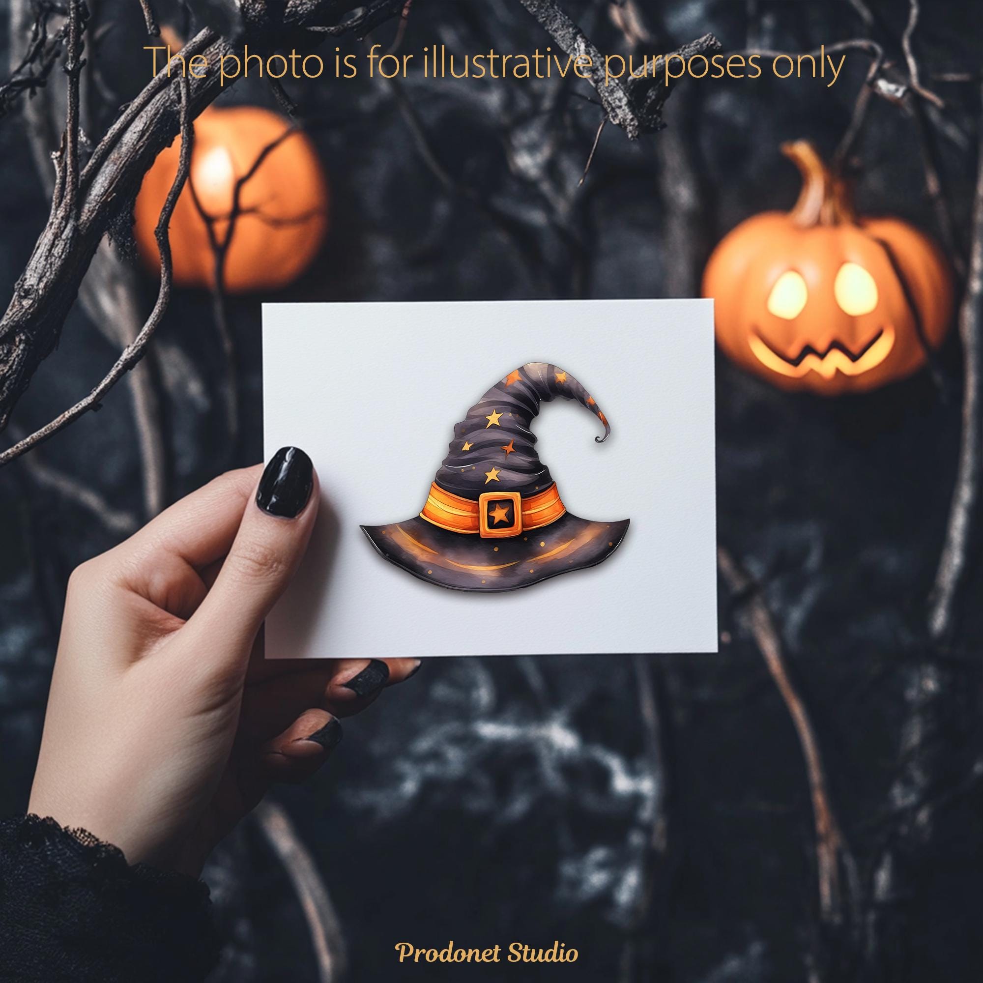 Watercolor Witch Hat Clipart Bundle: Halloween PNG Images (digital ...