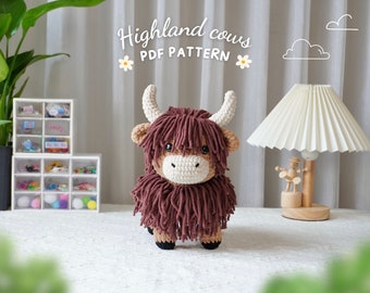 Highland Cow Crochet Pattern, Amigurumi Crochet Pattern, Highland Cow Stuffed Plush Pattern, PDF Crochet Pattern