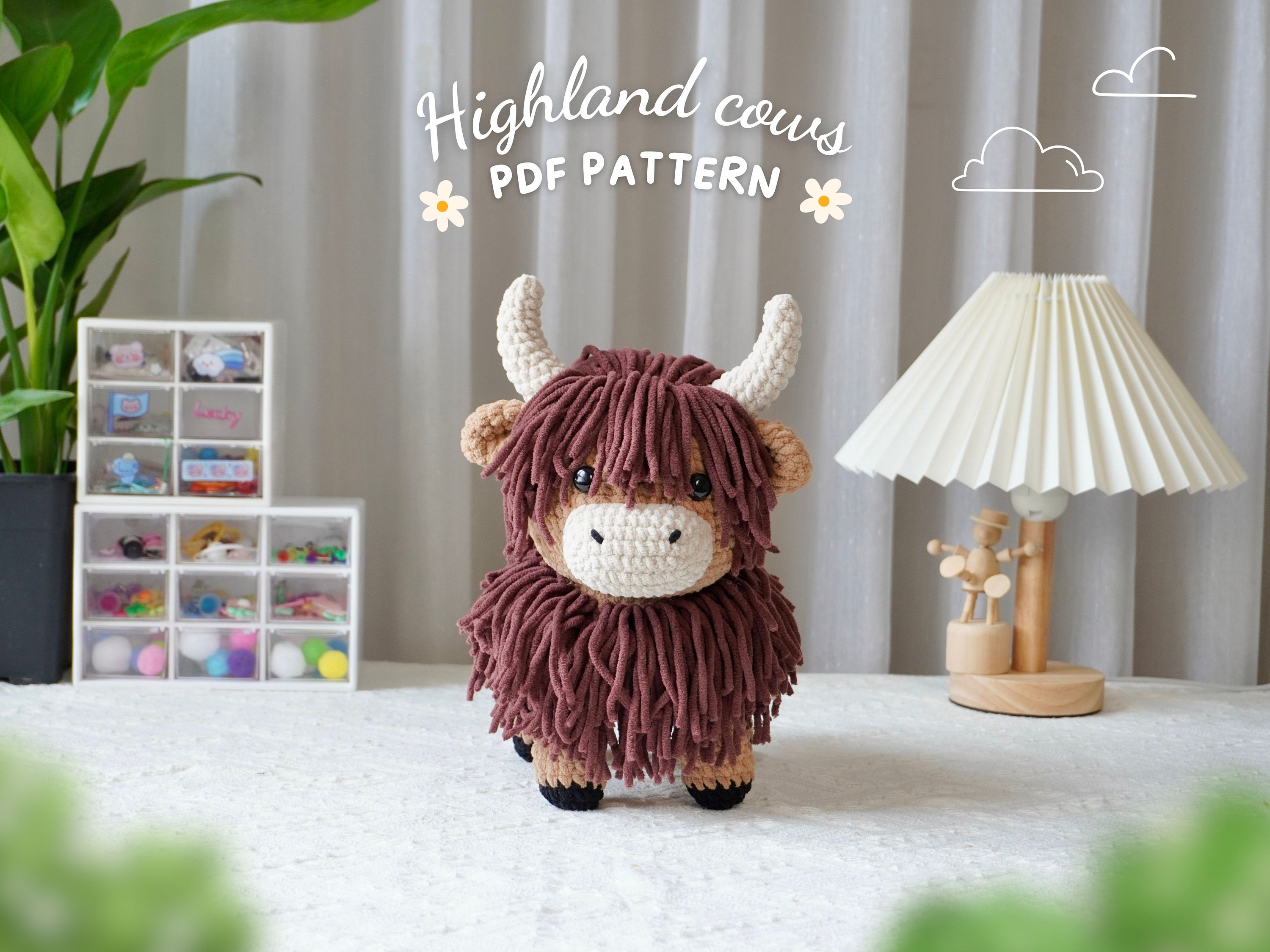 Highland Cow Stuffed Plush Crochet Pattern
