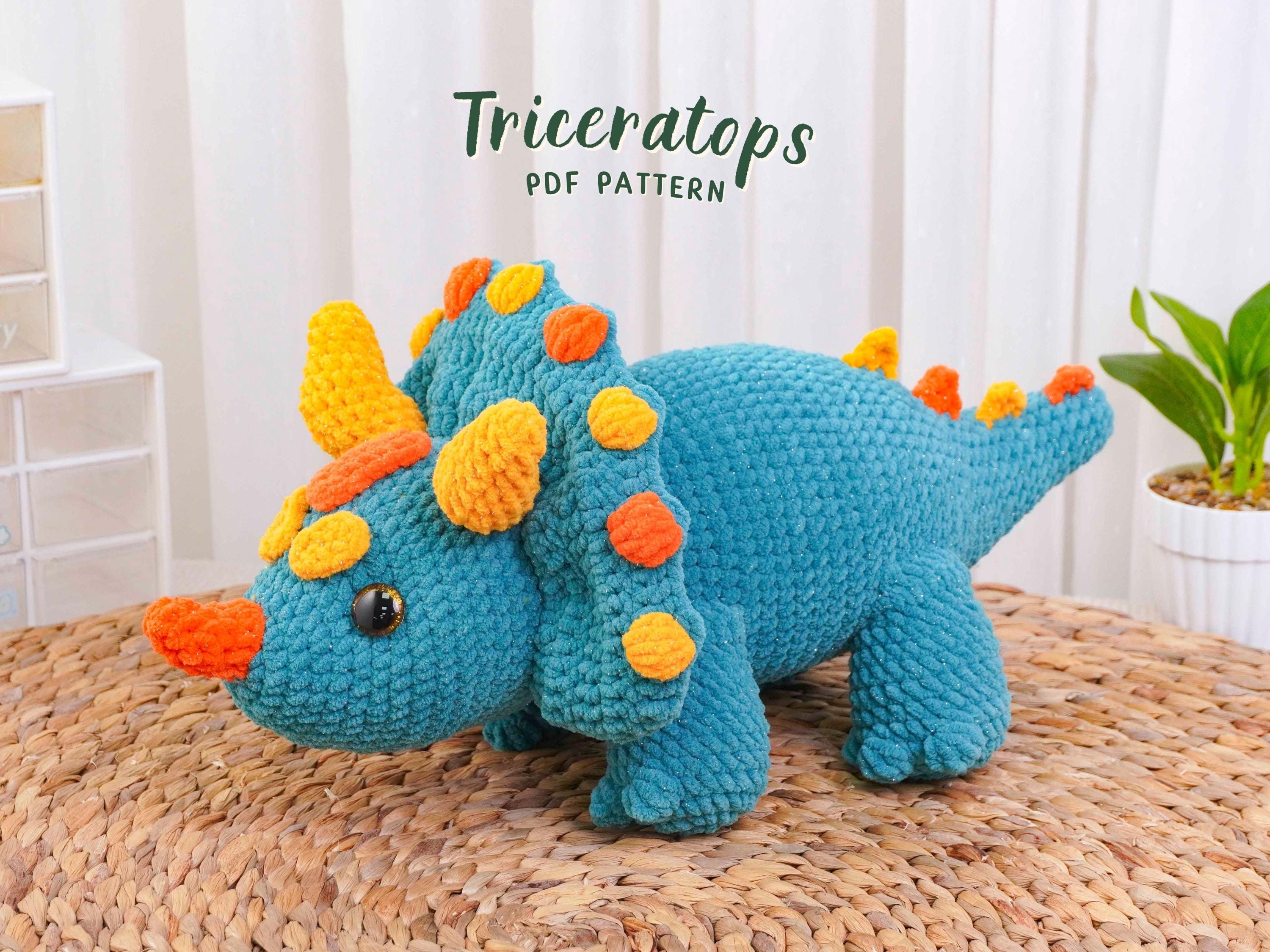 30 Triceratops Crochet Patterns for Dino Lovers, Nursery Decor, and Handmade Gifts 17 Large Triceratops Amigurumi Crochet Pattern