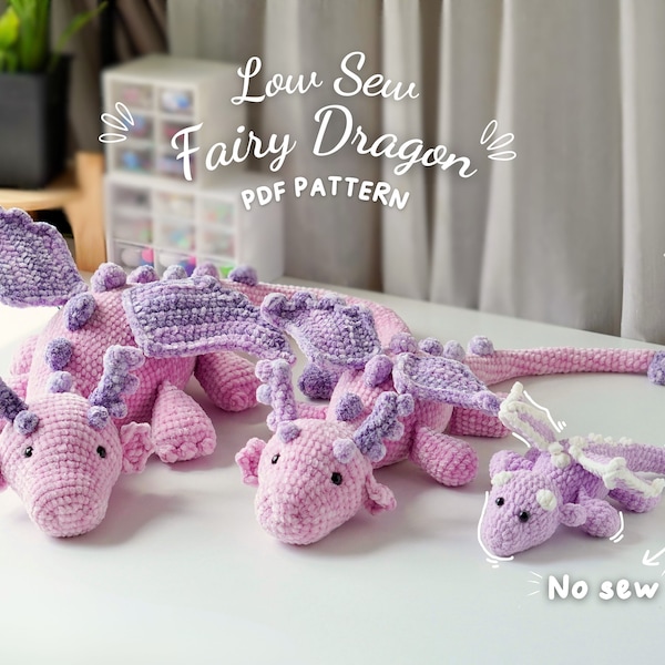 Wzór szydełkowy na smoka wróżkę amigurumi, wzór szydełkowy amigurumi, wzór na smoka szydełkowego, wzór szydełkowy w formacie PDF