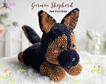 Duitse herder haakpatroon, Amigurumi haakpatroon, puppy haakpatroon Engels, hond haakpatroon