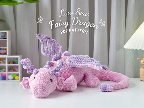s*様 ドラゴン　ハンドメイド　編みぐるみ　あみぐるみ　編み物 大きな妖精のドラゴンの編みぐるみ編み図、編みぐるみ編み図、編み