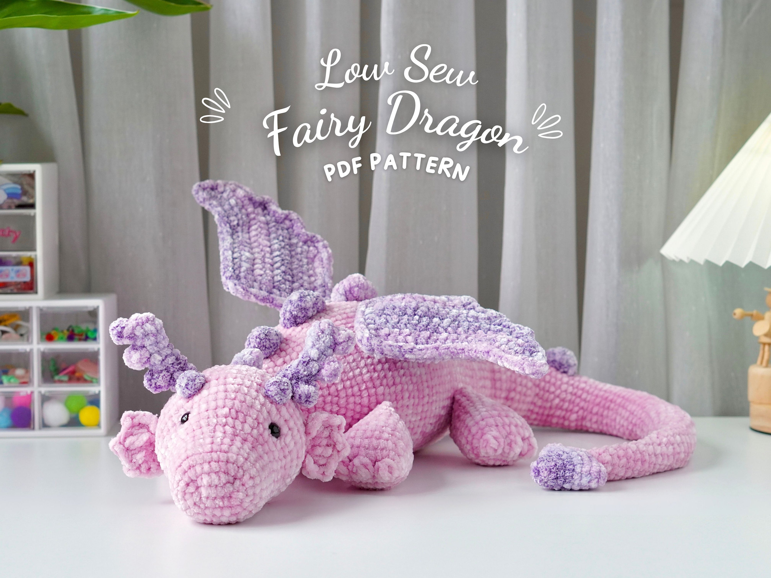 大きな妖精のドラゴンの編みぐるみ編み図、編みぐるみ編み図、編み