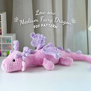 Medium Fairy Dragon Amigurumi Crochet Pattern, Amigurumi Crochet Pattern, Crochet Dragon Pattern, Low Sew Crochet Pattern