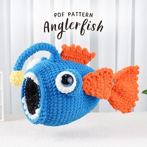 Anglerfish Crochet Pattern, Ocean Animal Amigurumi Crochet Pattern, Handmade Amigurumi Crochet Pattern, Fun Ocean Plush Toy PDF,Fish Crochet