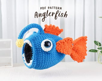 Anglerfisch Häkelanleitung, Meerestier Amigurumi Häkelanleitung, Handmade Amigurumi Häkelanleitung, Spaß Ozean Plüschtier PDF,Fish Crochet