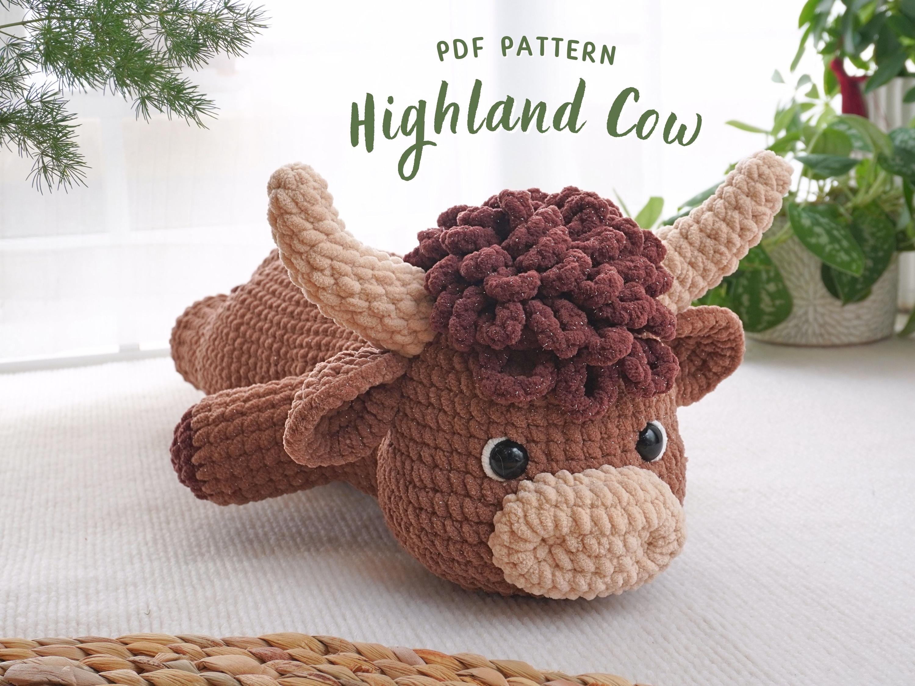 Cuddly Highland Cow Crochet Pattern, Amigurumi Crochet Pattern, Highland Cow Stuffed Plush Pattern, PDF Crochet Pattern
