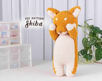 かぎ針編みの柴犬キーホルダーのパターン - 編みぐるみの子犬（PDF