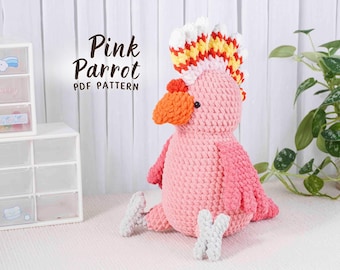 Pink Parrot Crochet Pattern, Amigurumi Crochet Pattern, Handmade Crochet Pattern, Cute Parrot Plush Crochet Pattern, PDF Crochet Pattern