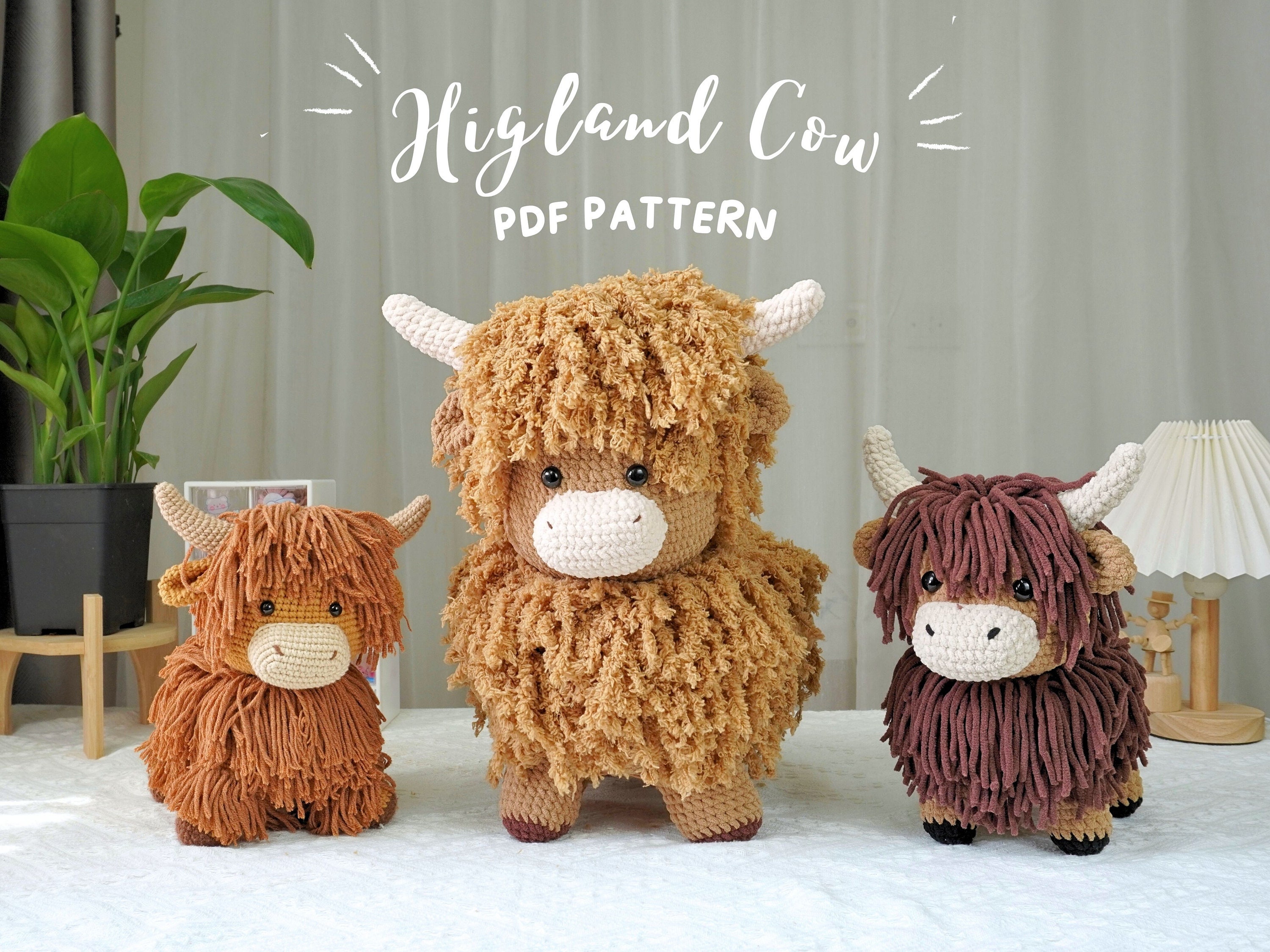 Highland Cow Bigsize Crochet Pattern, Amigurumi Crochet Pattern, Highland Cow Stuffed Plush Pattern, PDF Crochet Pattern