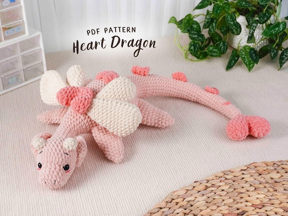 Heart Dragon Crochet Pattern, Amigurumi Crochet Pattern, Crochet Dragon Pattern, Handmade Amigurumi Crochet Pattern, PDF Crochet Pattern