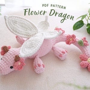 Flower Dragon Crochet Pattern, Amigurumi Crochet Pattern, Crochet Dragon Pattern, Low Sew Crochet Pattern