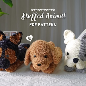 Combo 3in1 Amigurumi Crochet Pattern, Poodle Crochet Pattern, French Bull Dog Crochet Pattern, German Shepherd Dog Crochet Pattern