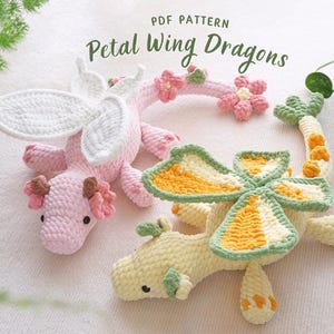Combo 2in1 Petal Wings Dragons Crochet Pattern, Amigurumi Crochet Pattern, Adorable Dragon Crochet Patterns