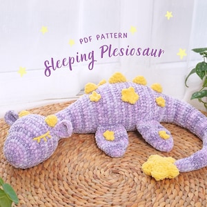 Sleeping Plesiosaur Dragon Crochet Pattern, Amigurumi Crochet Pattern, Dragon Crochet Pattern, Adorable Dragon Crochet Pattern