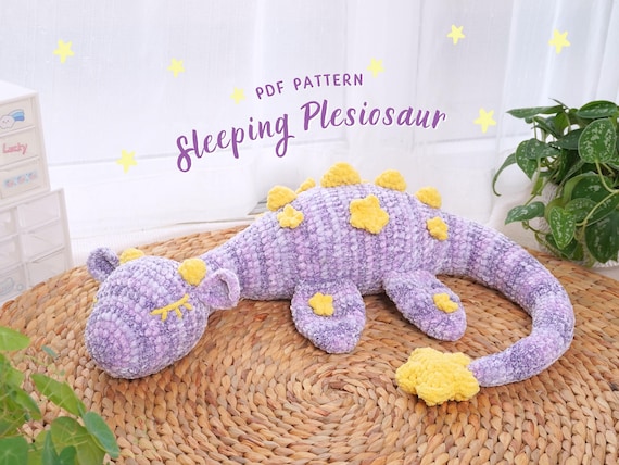 Sleeping Plesiosaur Dragon Crochet Pattern, Amigurumi Crochet Pattern, Dragon Crochet Pattern, Adorable Dragon Crochet Pattern