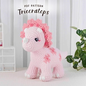 Triceratops Crochet Pattern, Amigurumi Crochet Pattern, Cute Dino Plush Toy PDF, Easy Cute Animal Crochet Tutorial, Amigurumi Dino Soft Toy