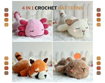 Amigurumi Crochet Pattern, Axolotl Crochet Pattern, Red Panda Crochet Pattern, Cat Crochet Pattern, Capybara Crochet Pattern