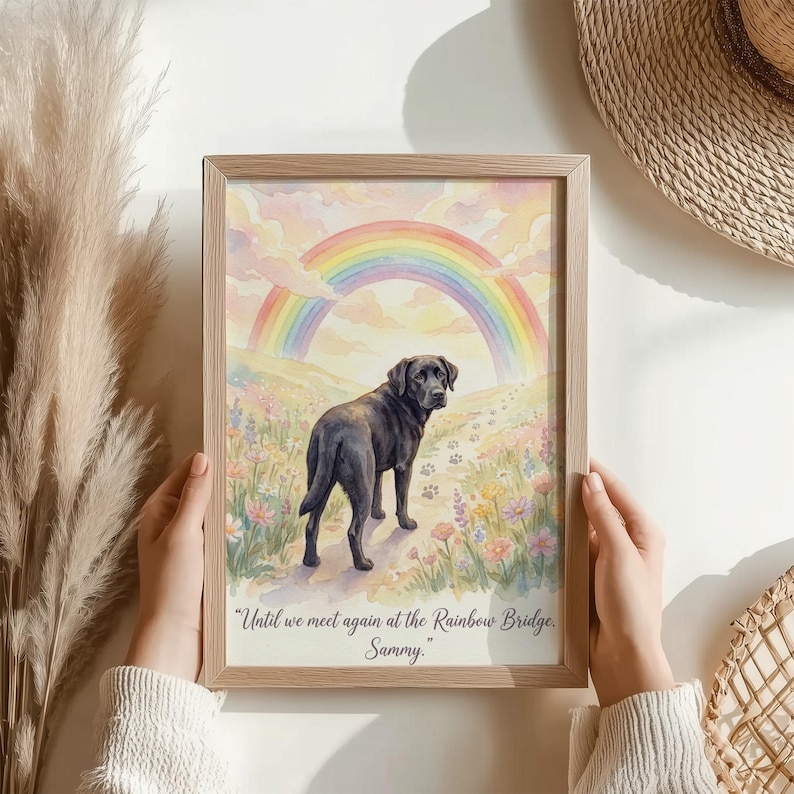 Rainbow Bridge Dog Memorial Custom Dog Portrait Watercolor Style Pet Memorial Gift Dog Mom Dog Dad Art Dog Lover Printable Pet Loss Gift image 7