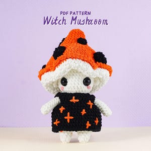 Witch Mushroom Crochet Pattern, Amigurumi Crochet Pattern, Mushroom Witch Amigurumi, Witch Mushroom Toy Crochet, PDF Crochet Pattern