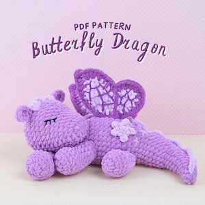 Sleeping Butterfly Dragon Crochet Pattern, Amigurumi Crochet Pattern, Dragon Crochet Pattern, PDF Crochet Pattern