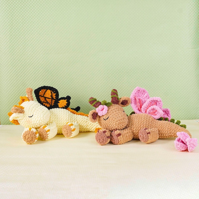 Säsongsbetonade virkmönster för drakar, sommardrakmönster, vårdrakmönster, amigurumidrake PDF-mönster, PDF-mönster bild 2