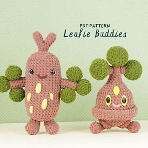 Pacchetto di modelli all&#39;uncinetto Leafie Buddies / Modello Bonsapop, Modello Sprouffy, Modelli all&#39;uncinetto per alberi amigurumi, Tutorial all&#39;uncinetto in PDF