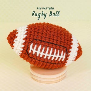 Haakpatroon rugbybal, amigurumipatroon sportbal, bal gehaakt ontwerp, handgemaakt cadeau-idee, beginnersvriendelijk project, pdf-patroon