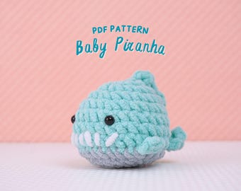 Baby Piranha Crochet Pattern, Stuffed Sea Animals Crochet Pattern, Amigurumi Crochet Pattern, Ocean Animals Crochet Pattern